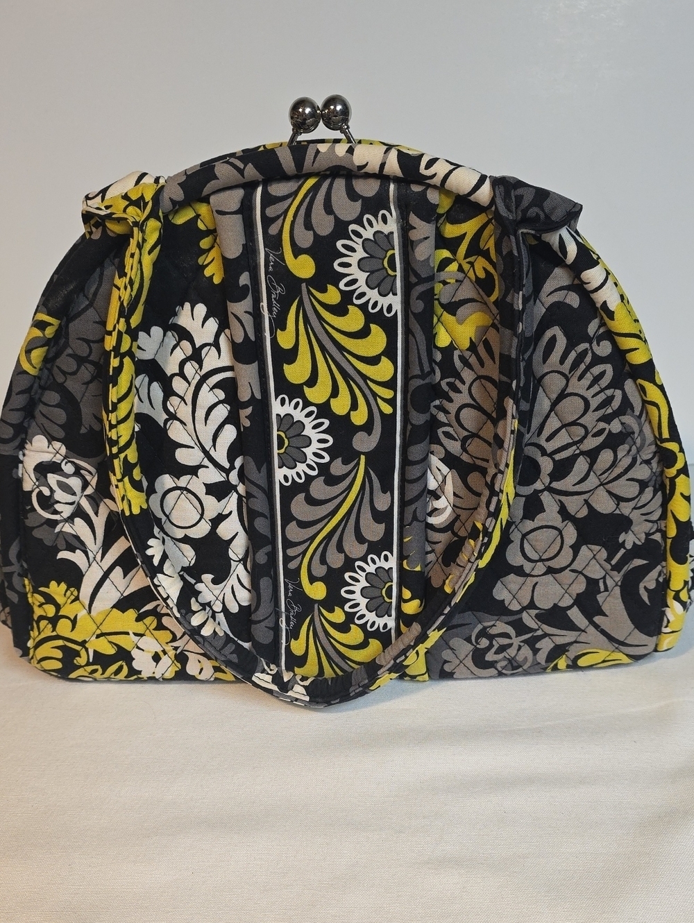 Vera Bradley Quilted Floral Kiss-Lock Shoulder Bag - Black, Gray & Yellow